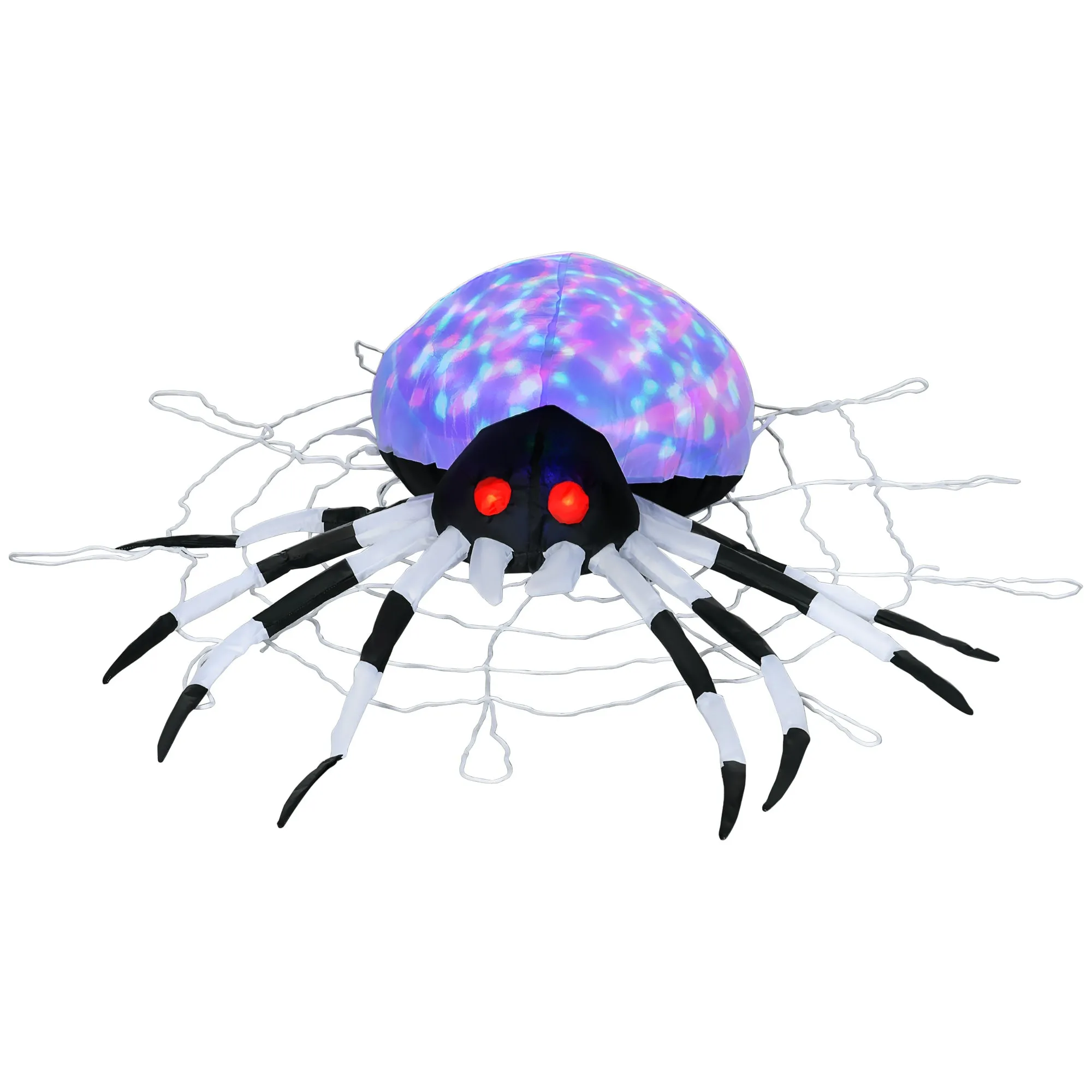 5FT Long Halloween Inflatable Spider, Hanging Giant Spider with Colourful LED Light, Blow-Up Outdoor LED Garden Display for Lawn, Party