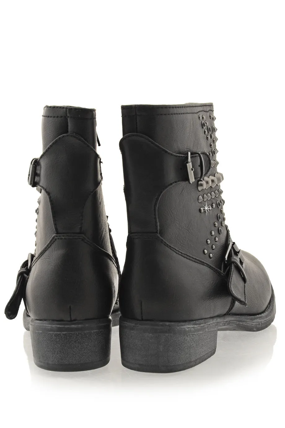 ABBEY Black Studded Ankle Boots