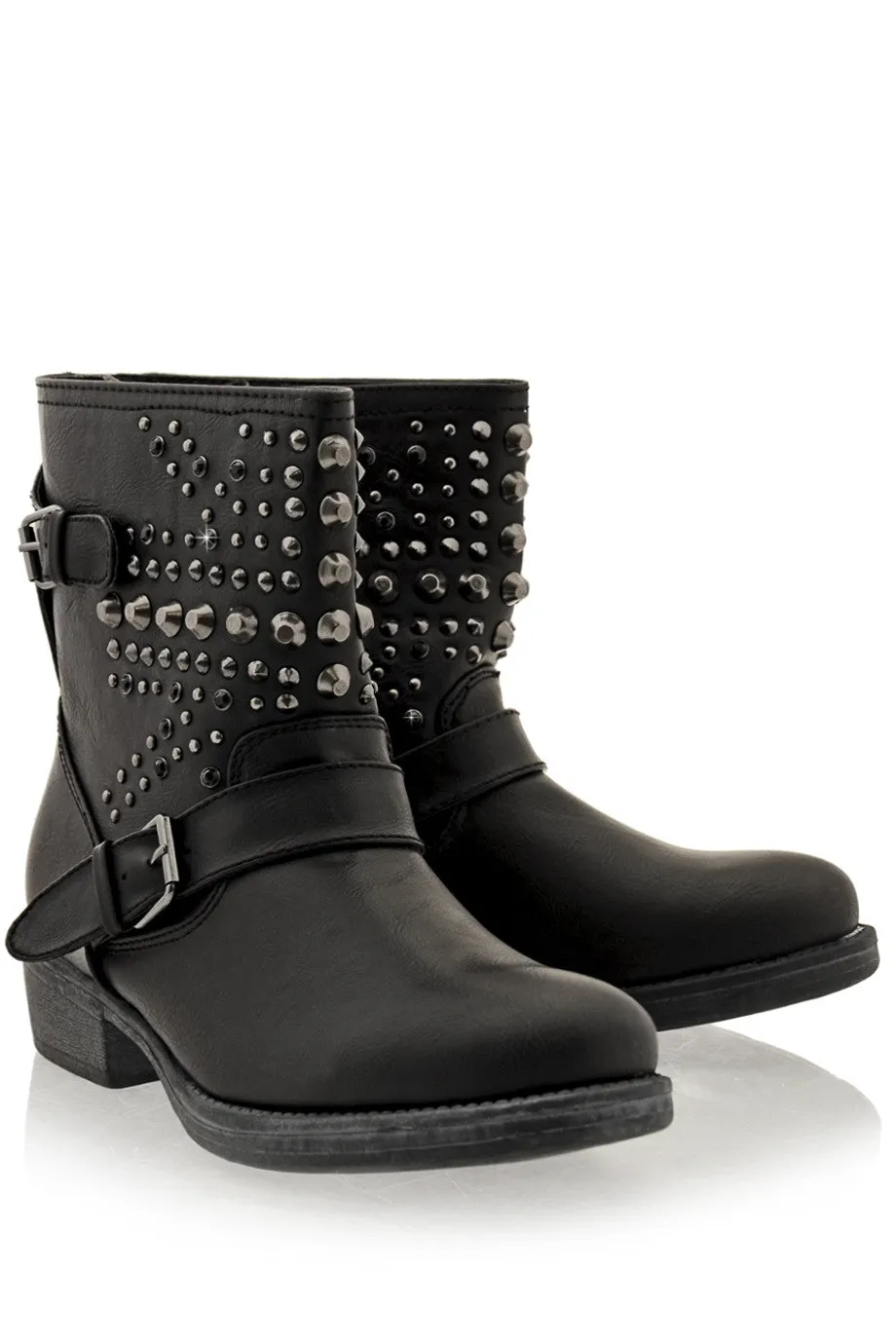 ABBEY Black Studded Ankle Boots