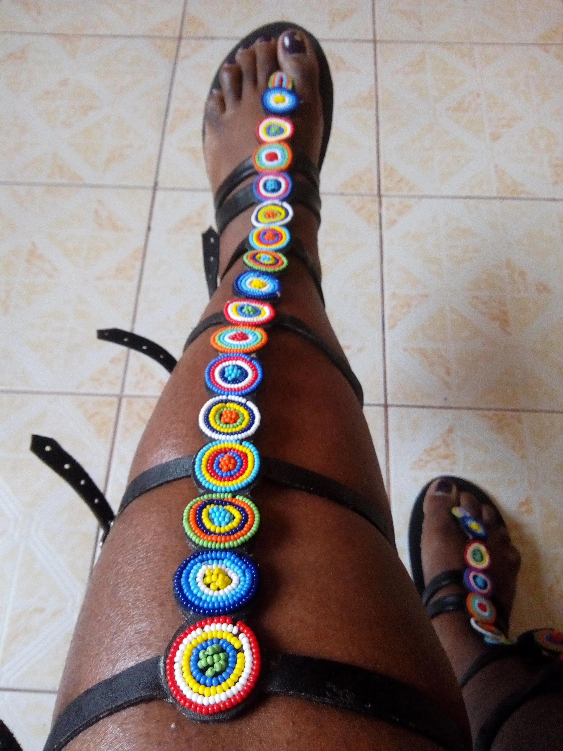 African Masaai/maasai/masai beaded gladiators sandals in rainbow colors and buckles with free shipping