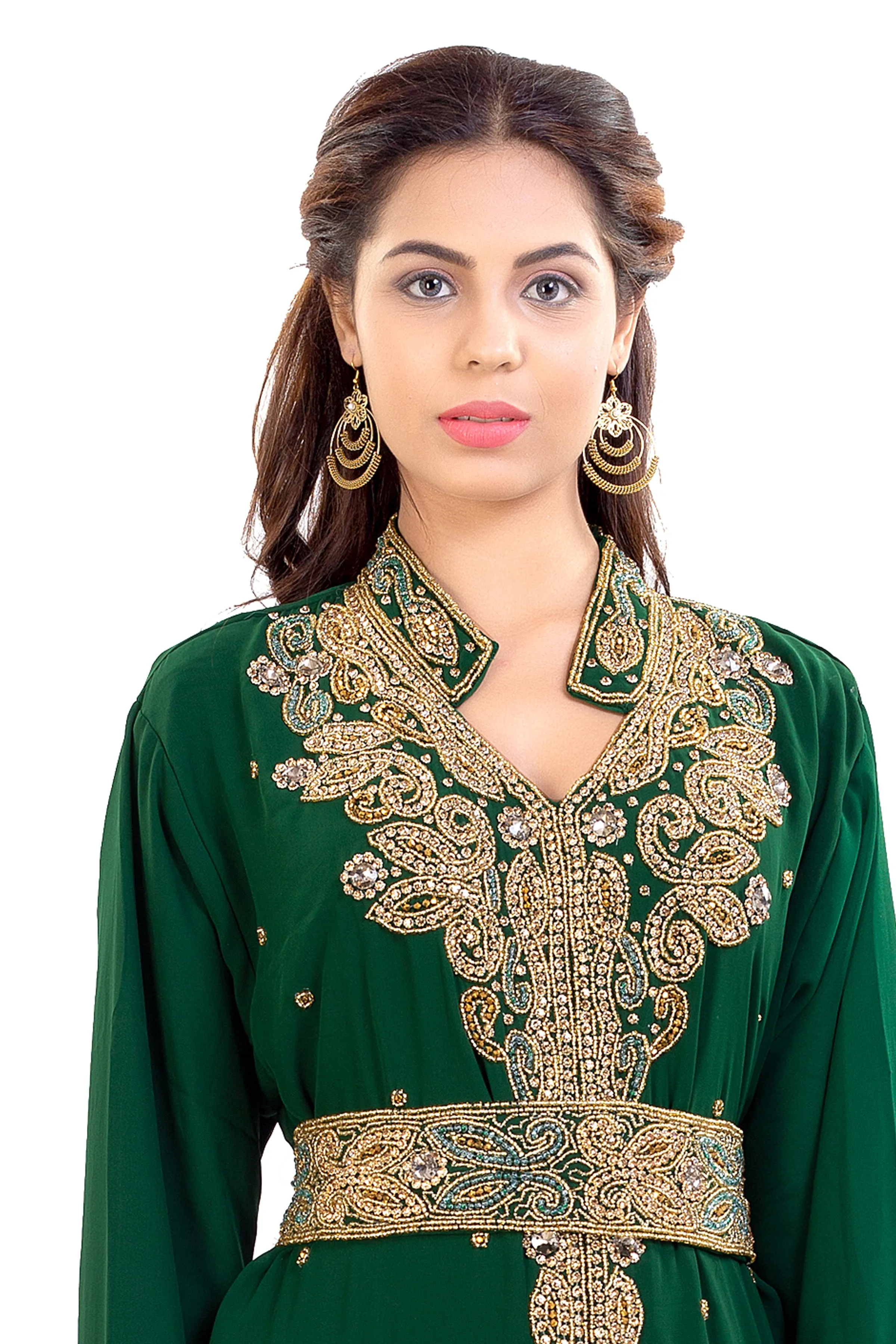 Arabian Jalabiya Collared Neck Kaftan Dress