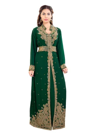 Arabian Jalabiya Collared Neck Kaftan Dress