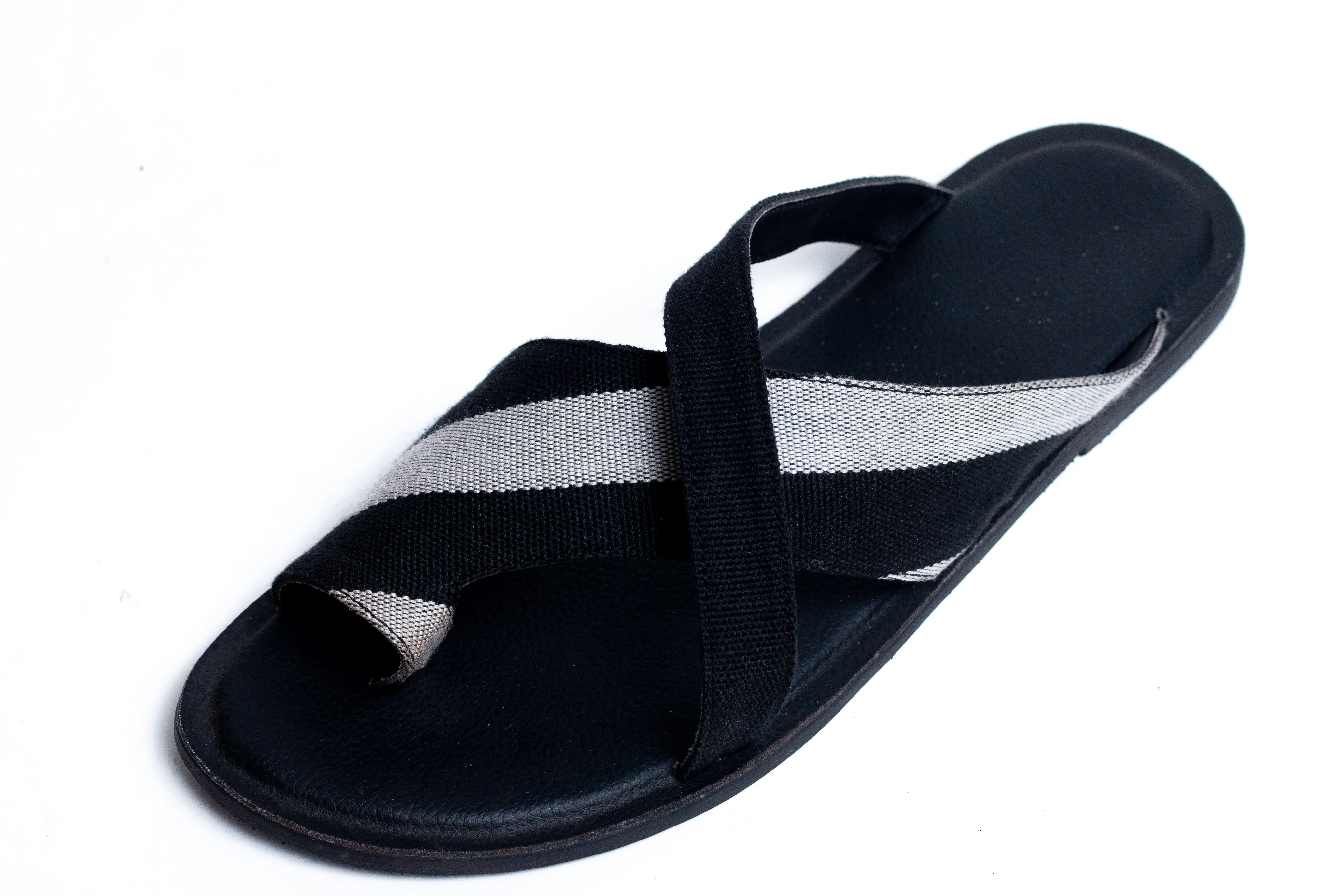 Atona Black and White Criss-Cross Slippers