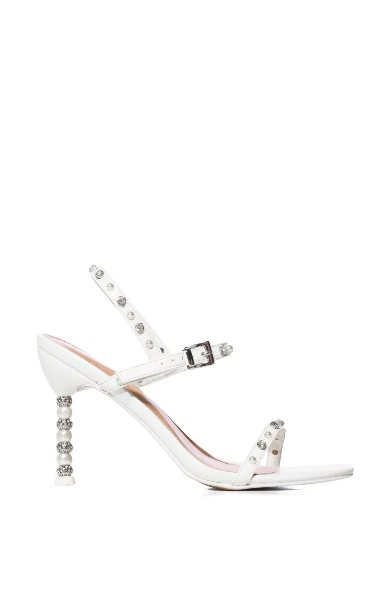 AZALEA WANG KLAVA WHITE SILVER EMBELLISHED SANDAL