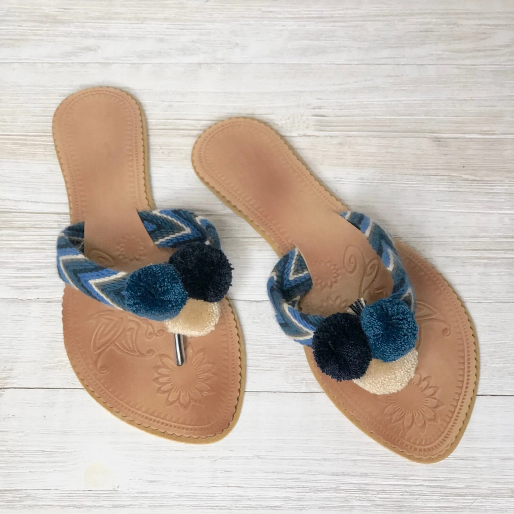 Azula Pom Pom Sandals - Summer Flip Flops SWP016