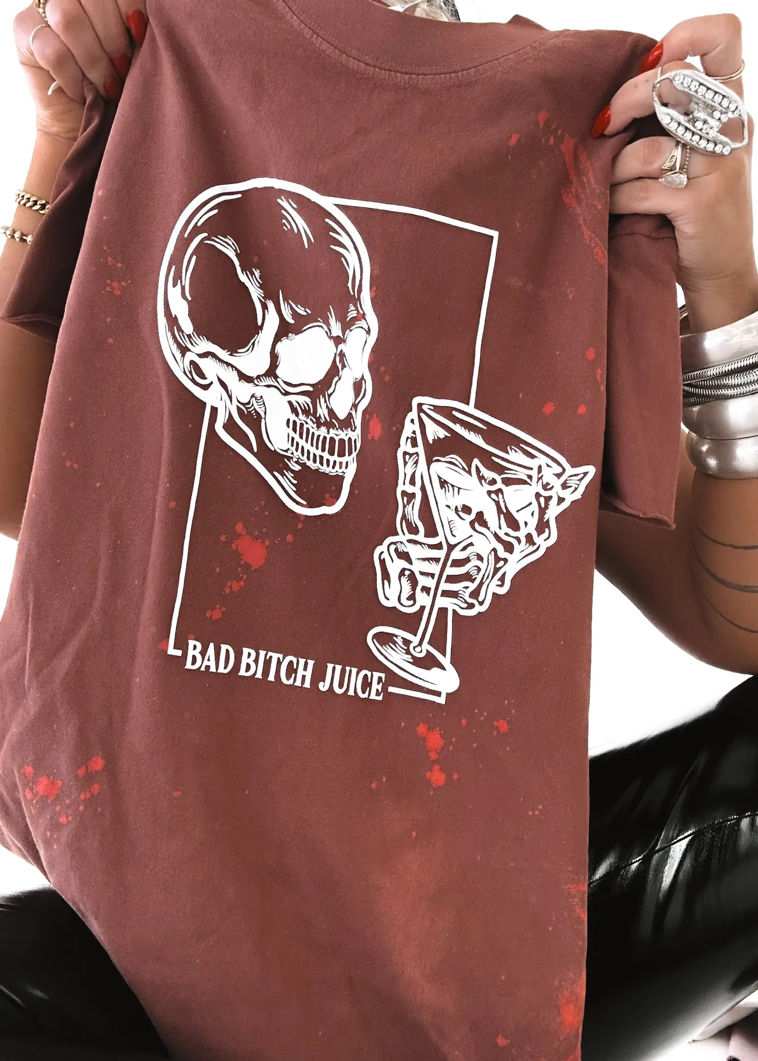 BAD BITCH JUICE BLEACHED OUT SIDE SLIT TEE