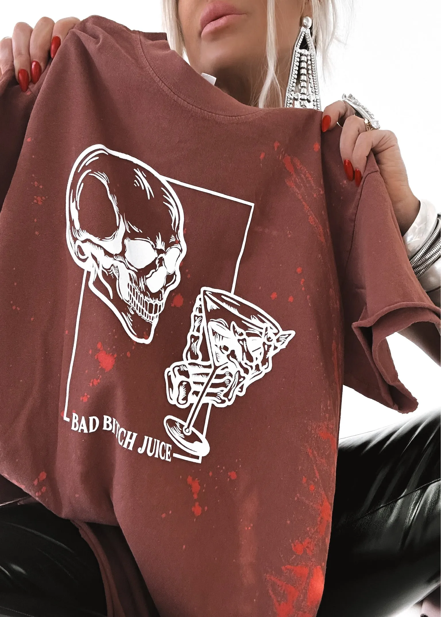 BAD BITCH JUICE BLEACHED OUT SIDE SLIT TEE