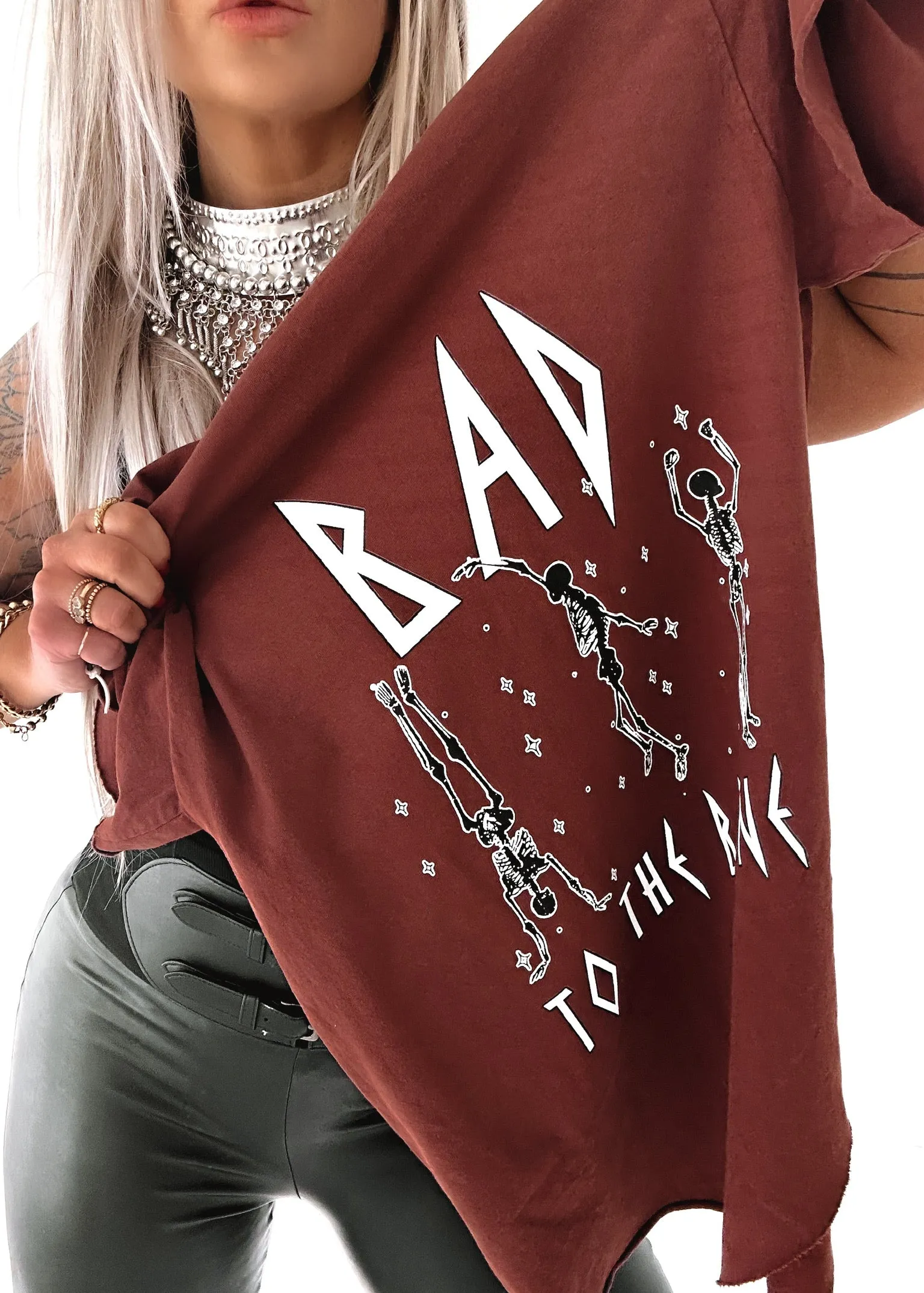 BAD TO THE BONE SIDE SLIT TEE