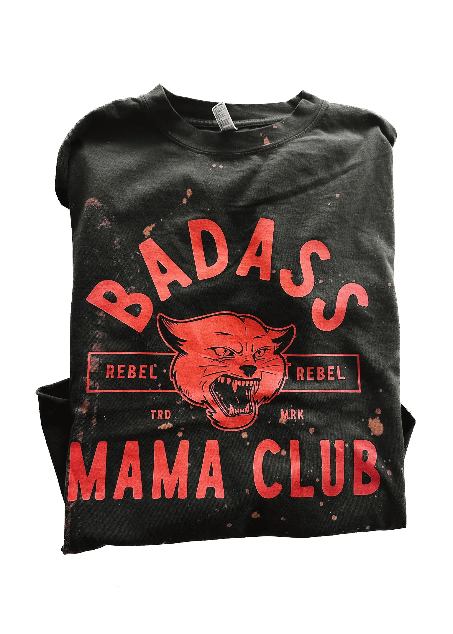 BADASS MAMA CLUB BLEACHED OUT SIDE SLIT TEE