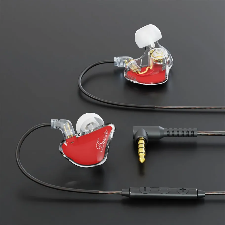 BASN Bmaster 2-Pin Triple Drivers In Ear Monitor Headphones (Red)