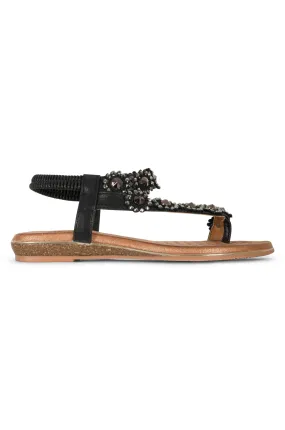 Bead & Gemstone Sandal | BLACK | CHARLOTTE AB