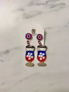 Beaded Earrings, Patriotic Cocktail Glasses