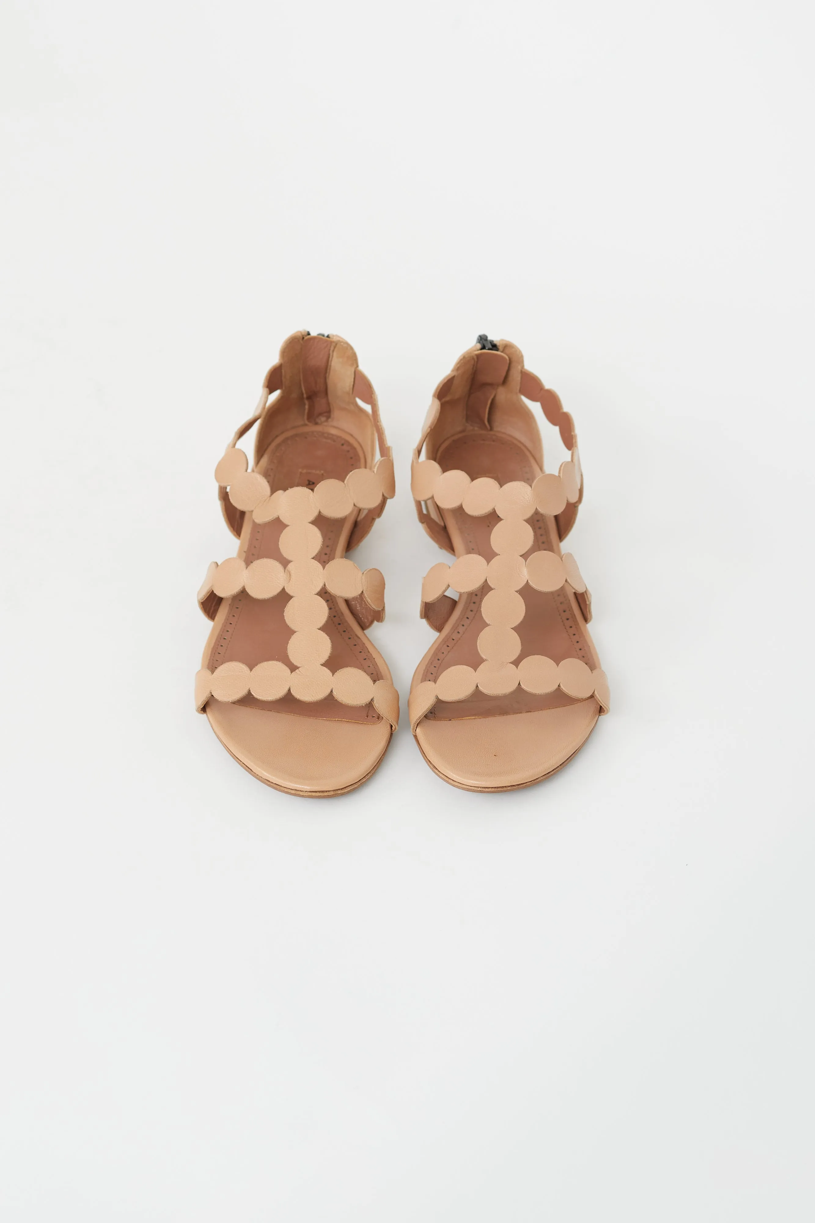 Beige Leather Gladiator Sandal