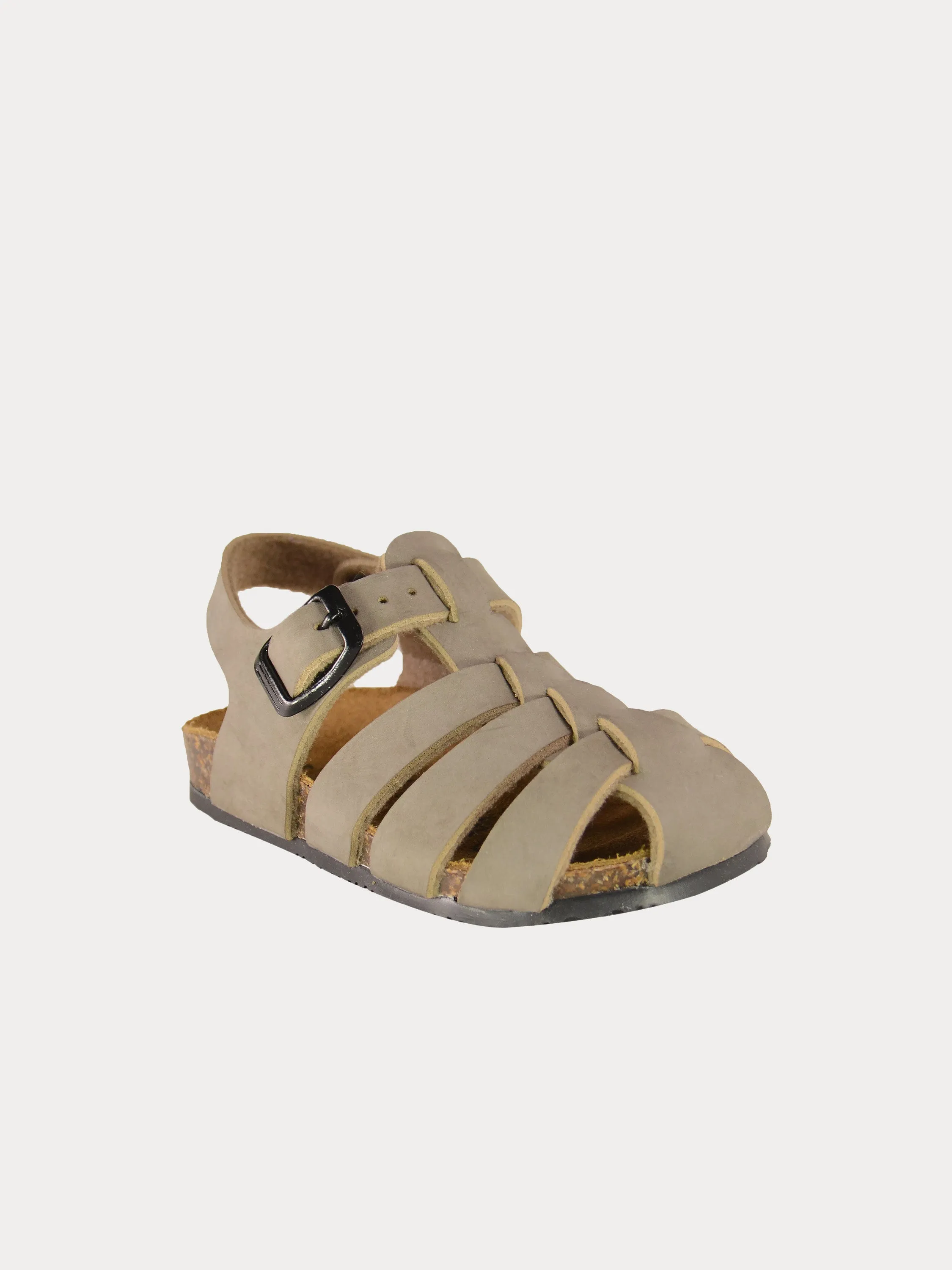 Biochic Back Strap Sandals in Beige Leather