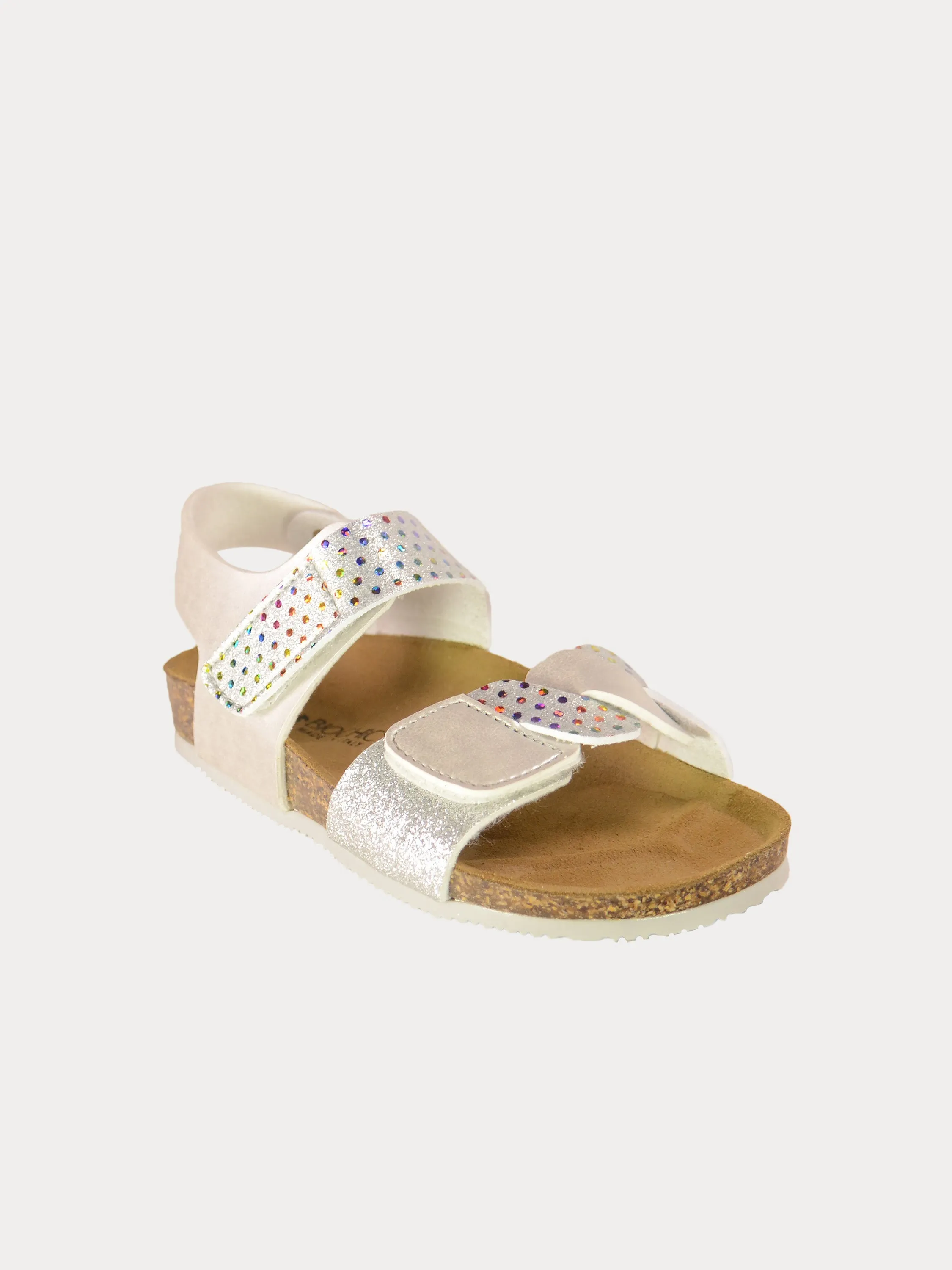 Biochic Girls Shiny Silver Back Strap Sandals