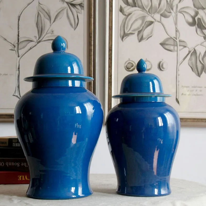 Blue Ceramic Chinese Urn