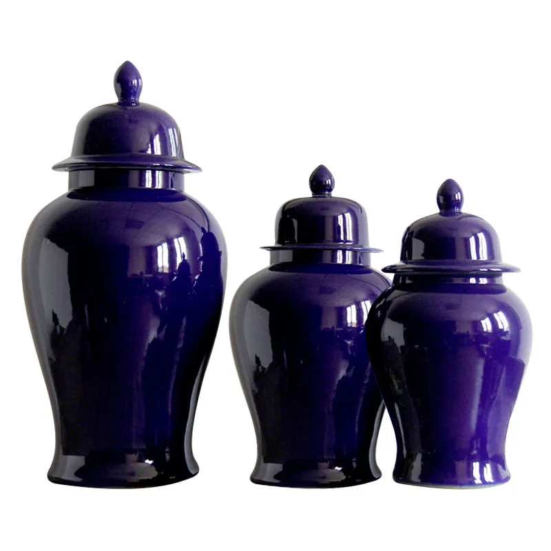 Blue Ceramic Chinese Urn