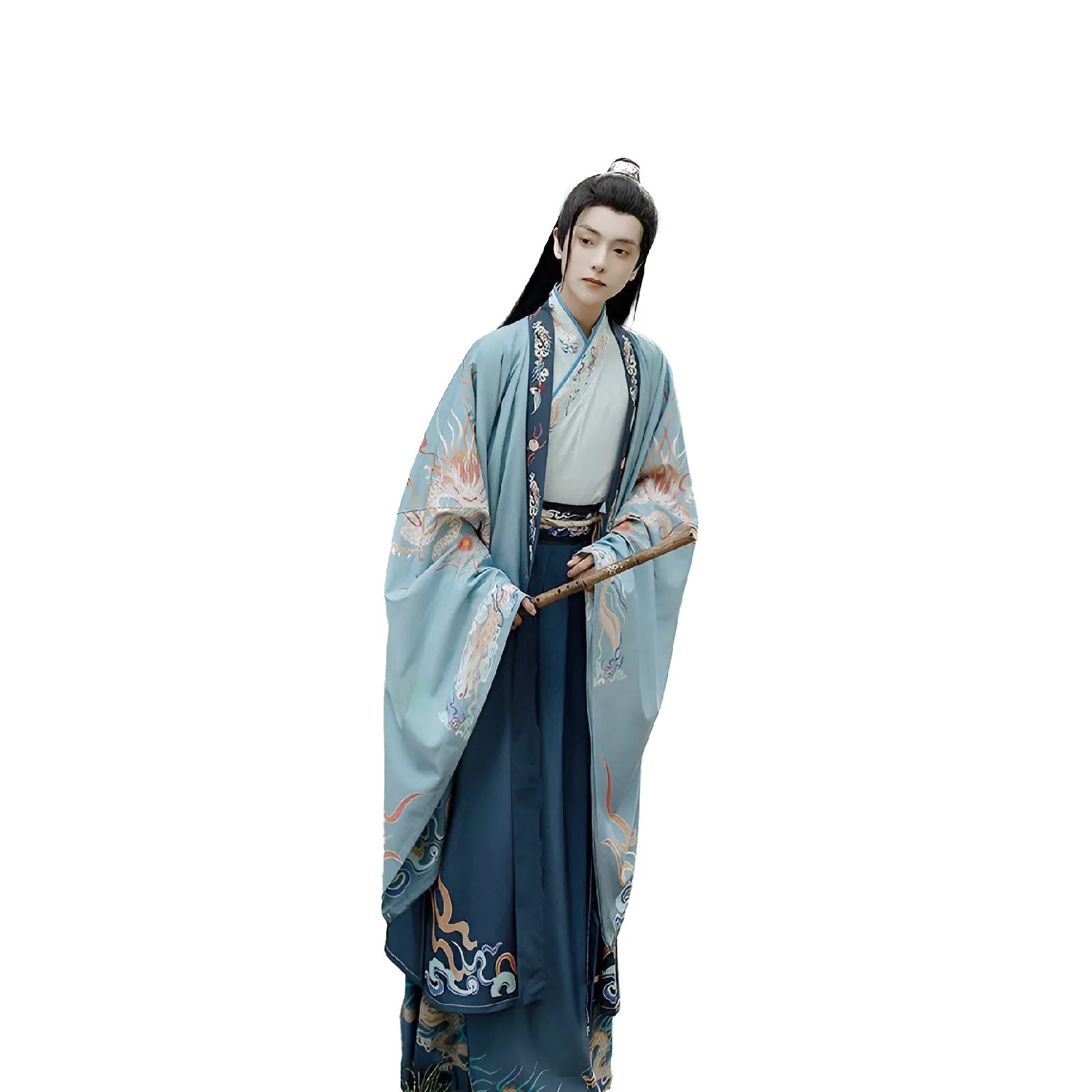 Blue Dragon Hanfu Male Traditional Chinese Clothing