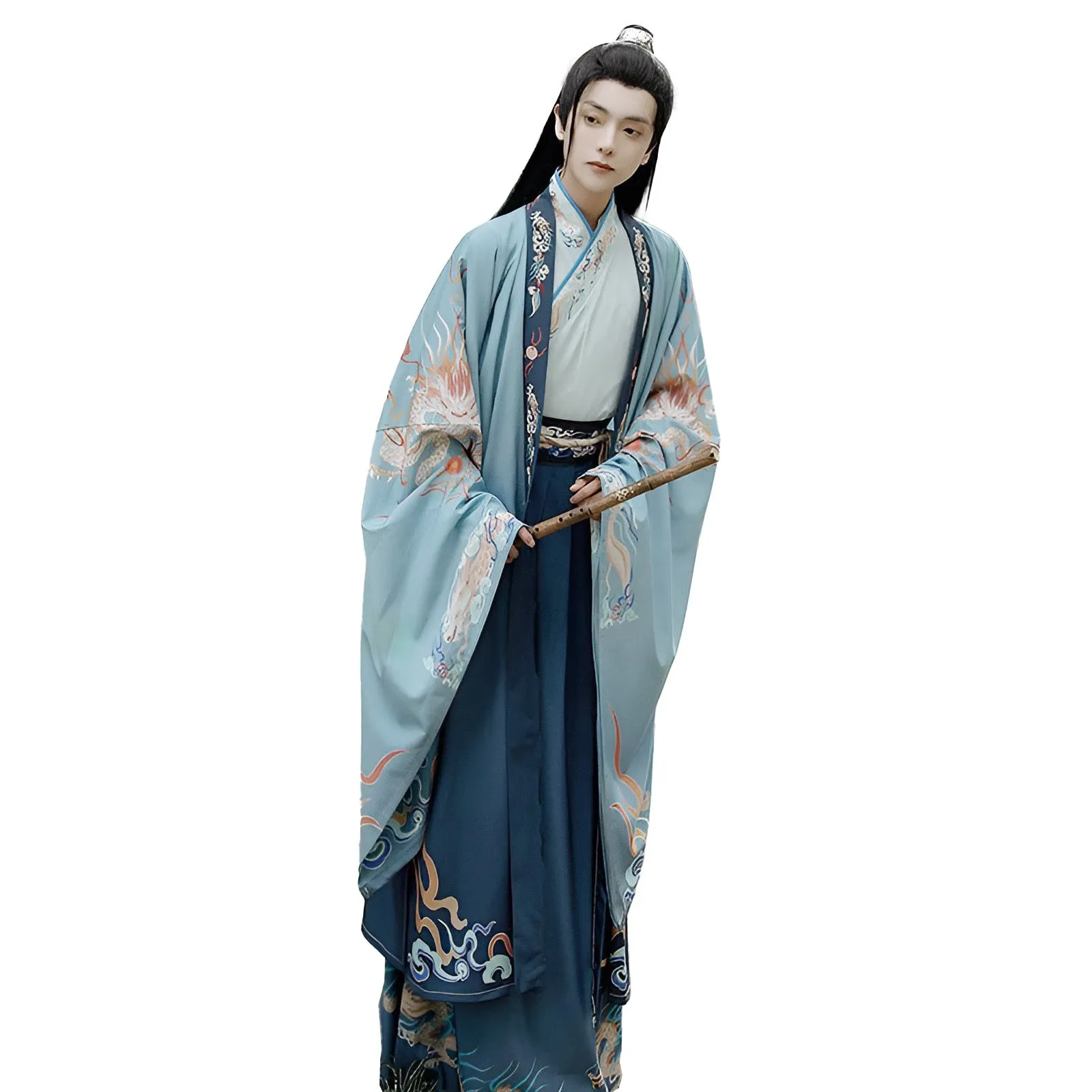 Blue Dragon Hanfu Male Traditional Chinese Clothing