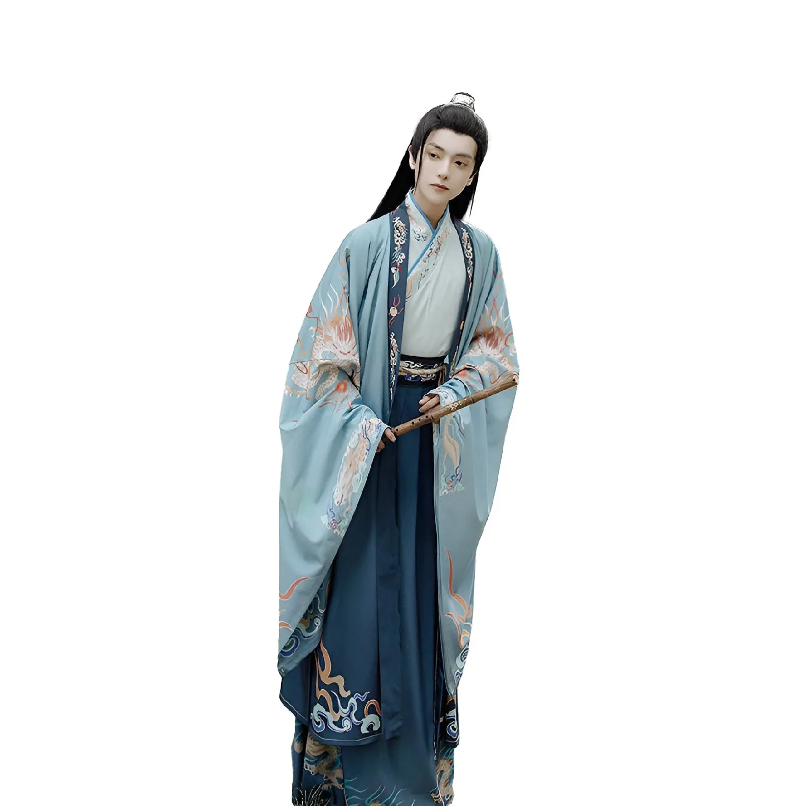 Blue Dragon Hanfu Male Traditional Chinese Clothing