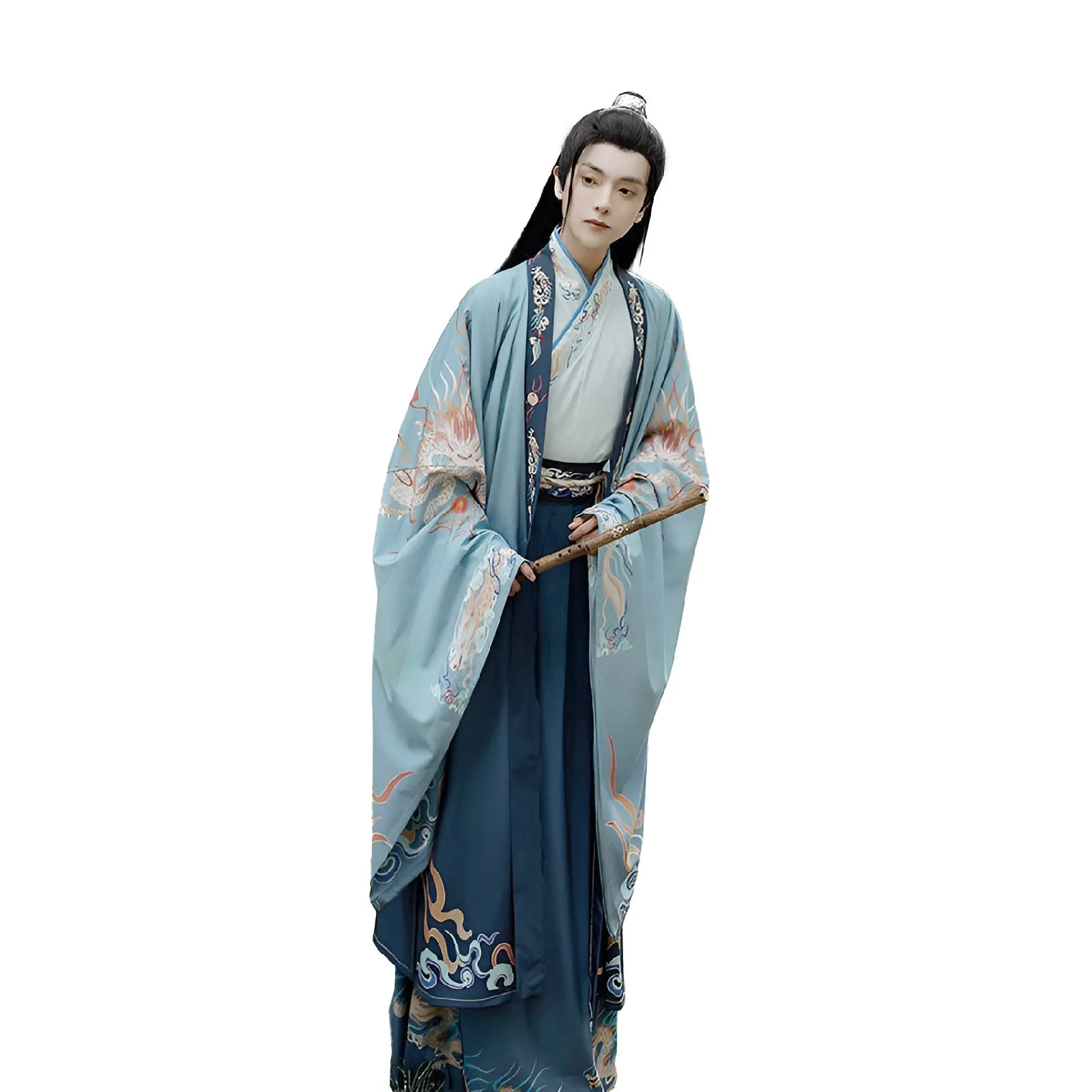 Blue Dragon Hanfu Male Traditional Chinese Clothing