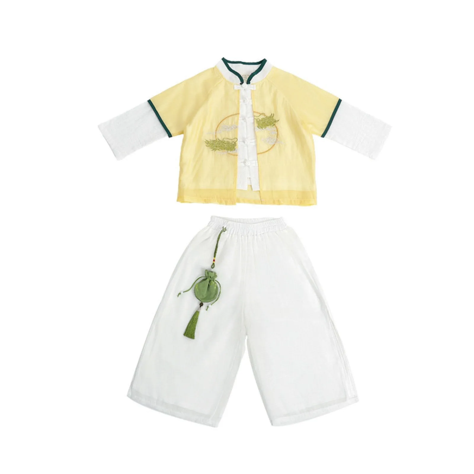 Boy's Imperial Yellow & Azure Hanfu Set