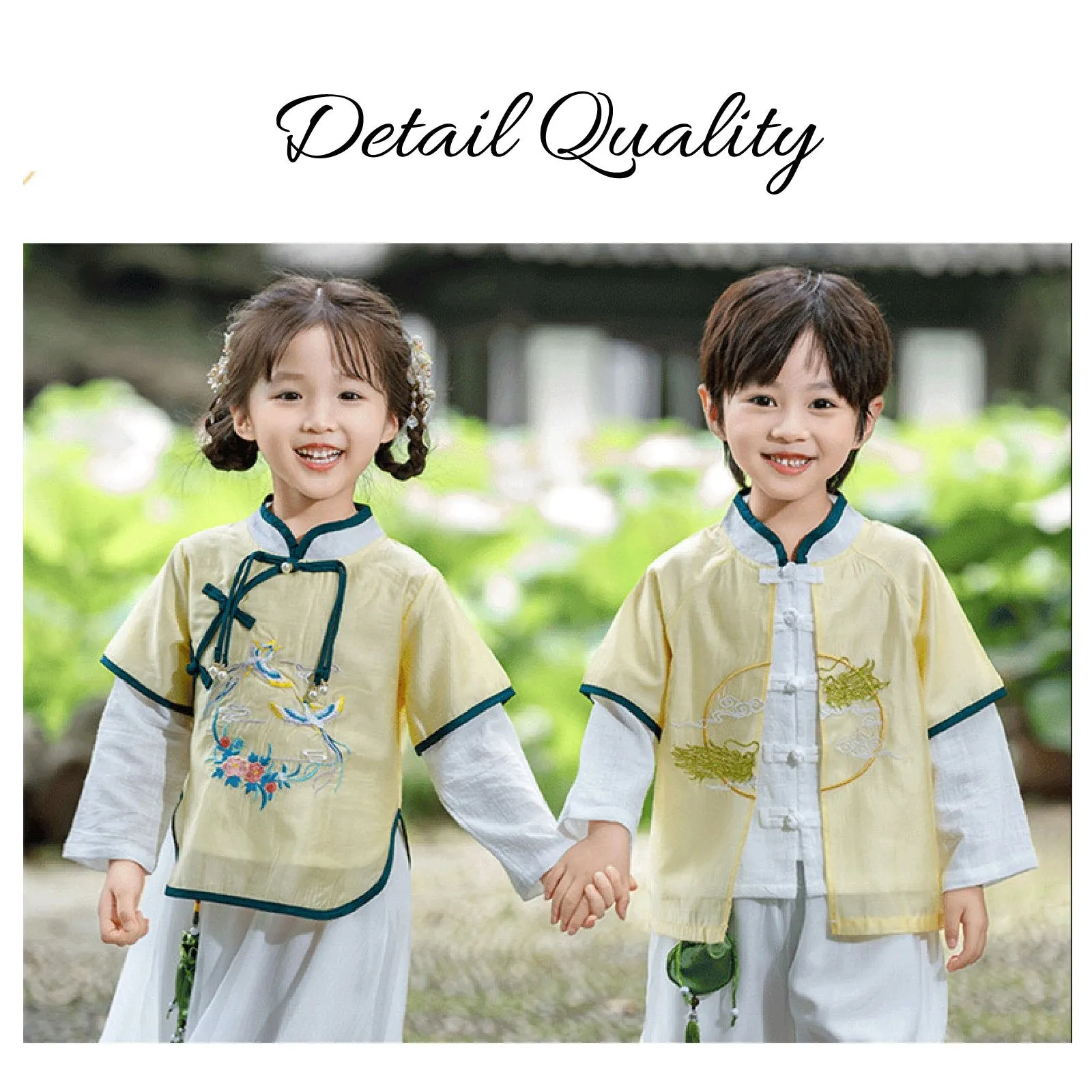 Boy's Imperial Yellow & Azure Hanfu Set