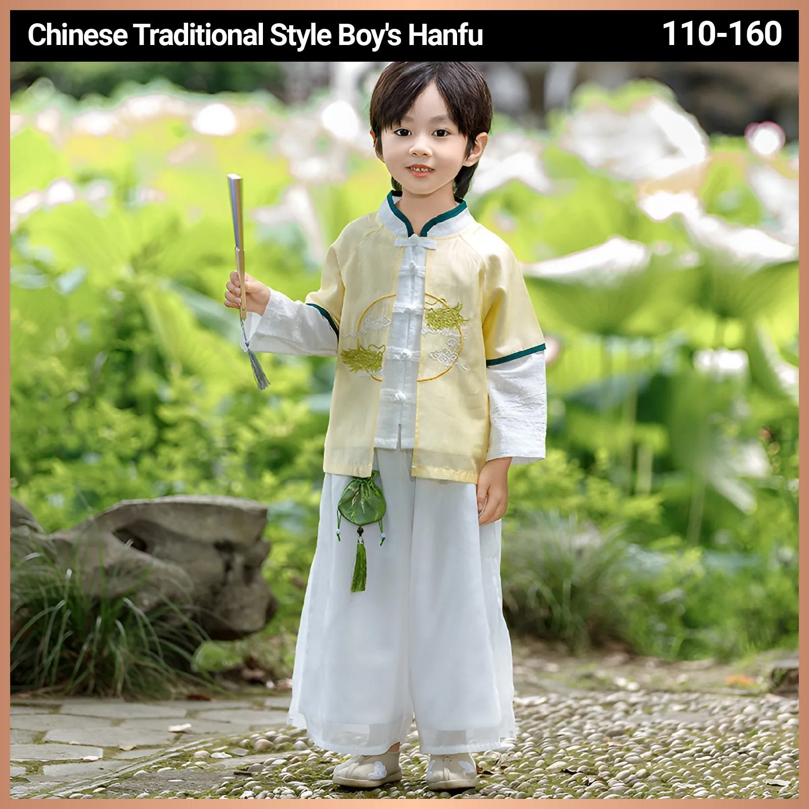 Boy's Imperial Yellow & Azure Hanfu Set