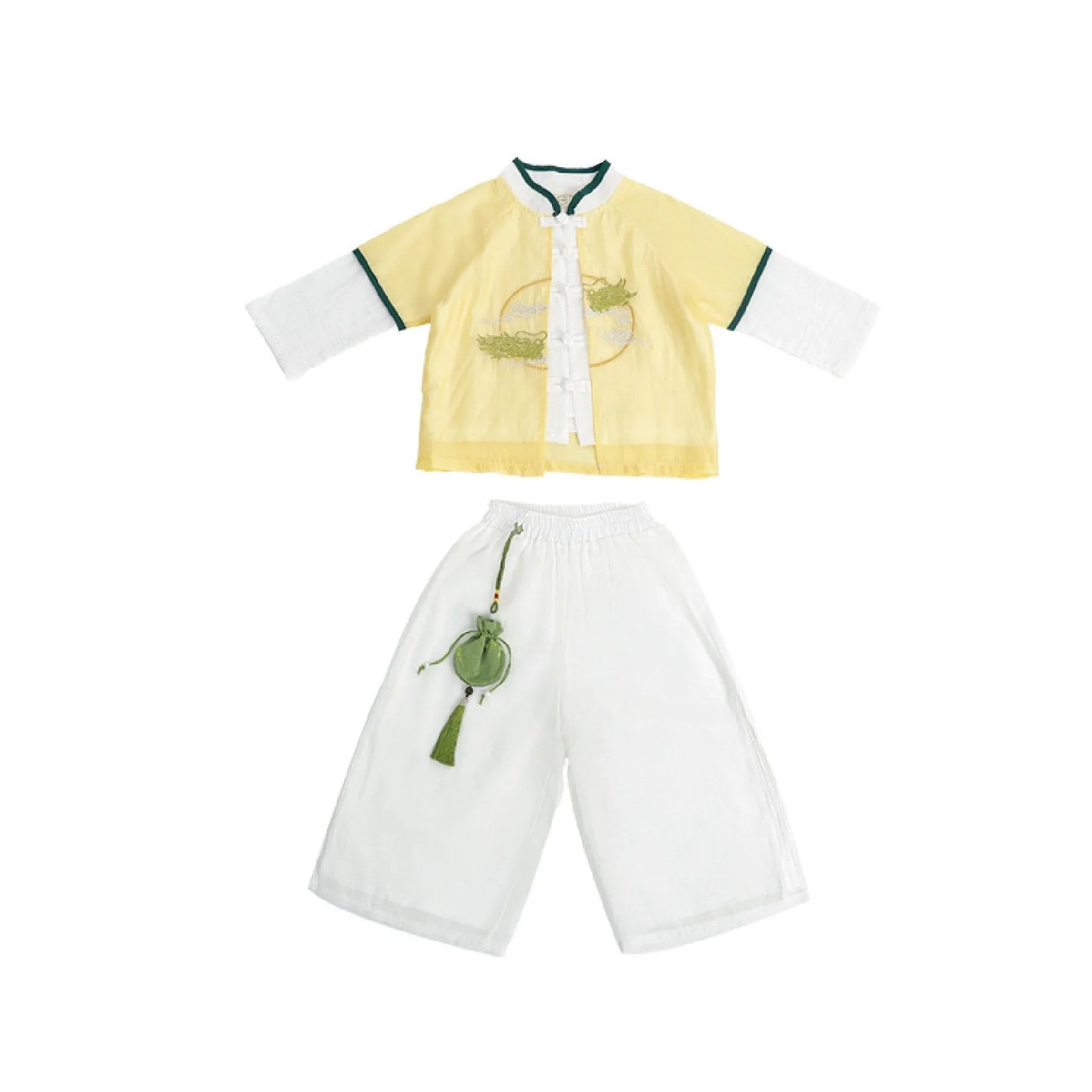 Boy's Imperial Yellow & Azure Hanfu Set