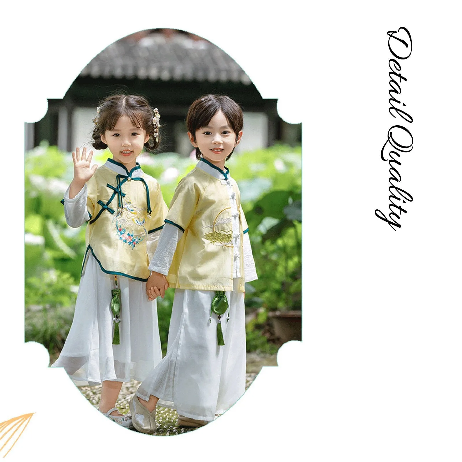 Boy's Imperial Yellow & Azure Hanfu Set