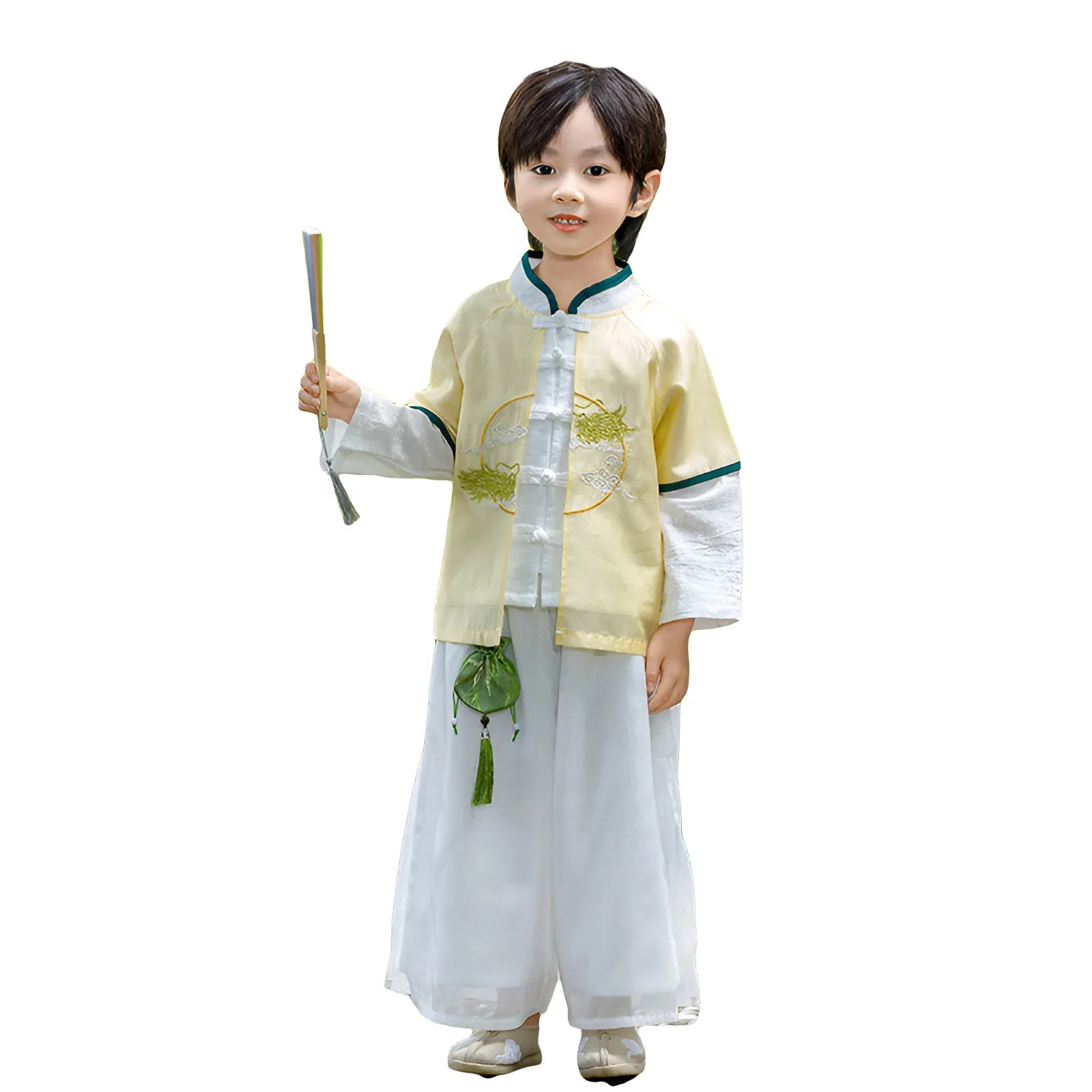 Boy's Imperial Yellow & Azure Hanfu Set