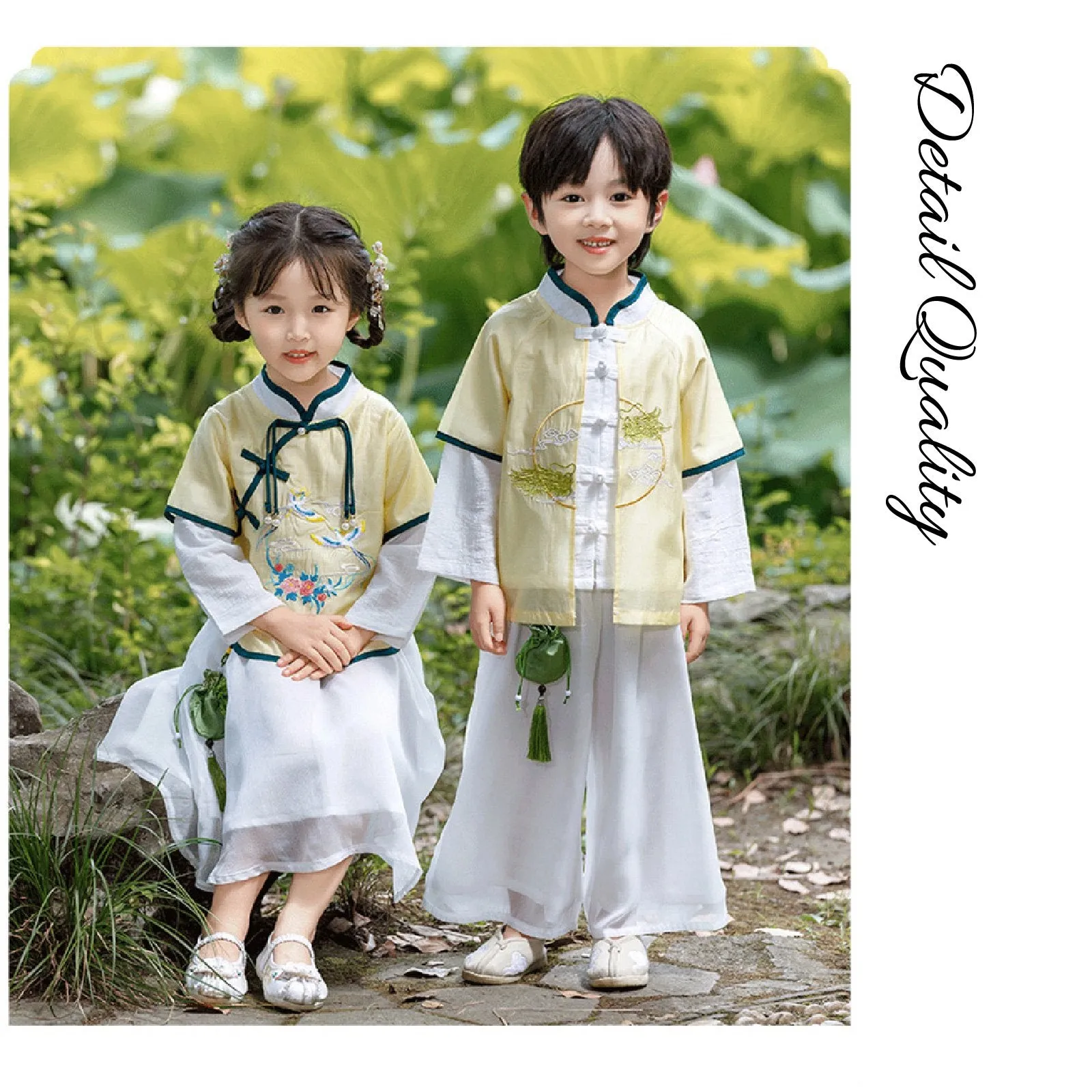 Boy's Imperial Yellow & Azure Hanfu Set