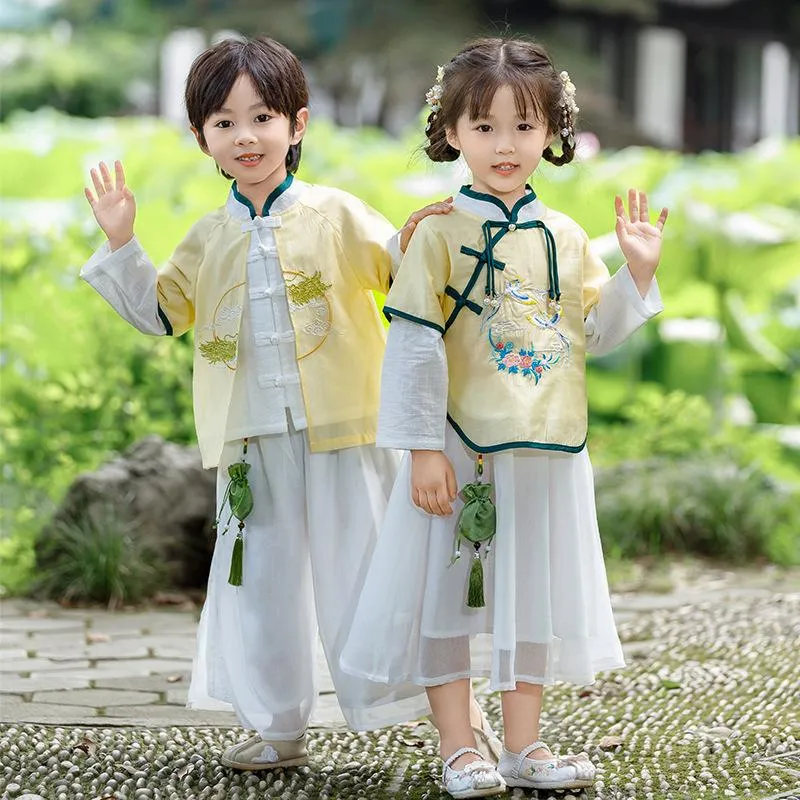 Boy's Imperial Yellow & Azure Hanfu Set