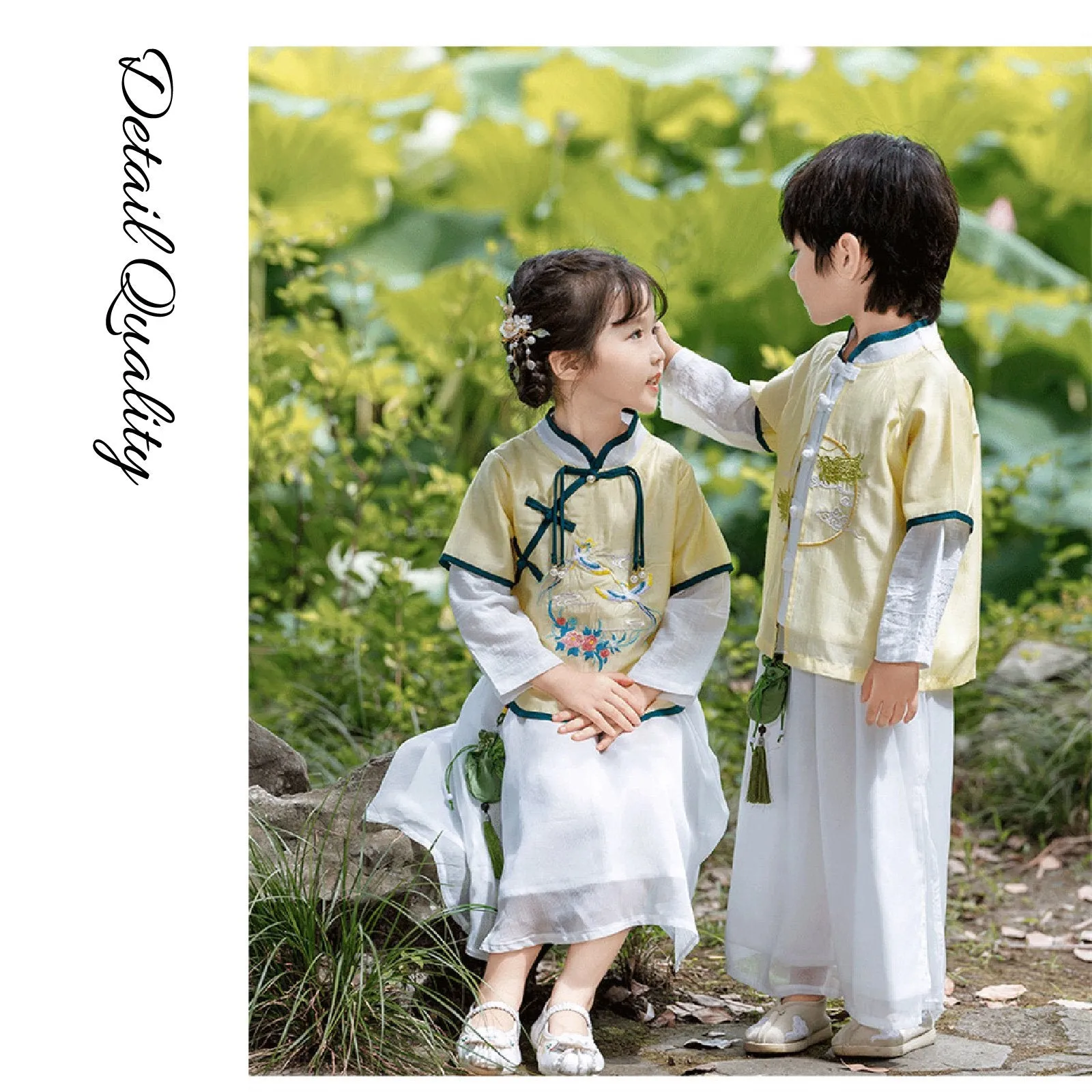 Boy's Imperial Yellow & Azure Hanfu Set