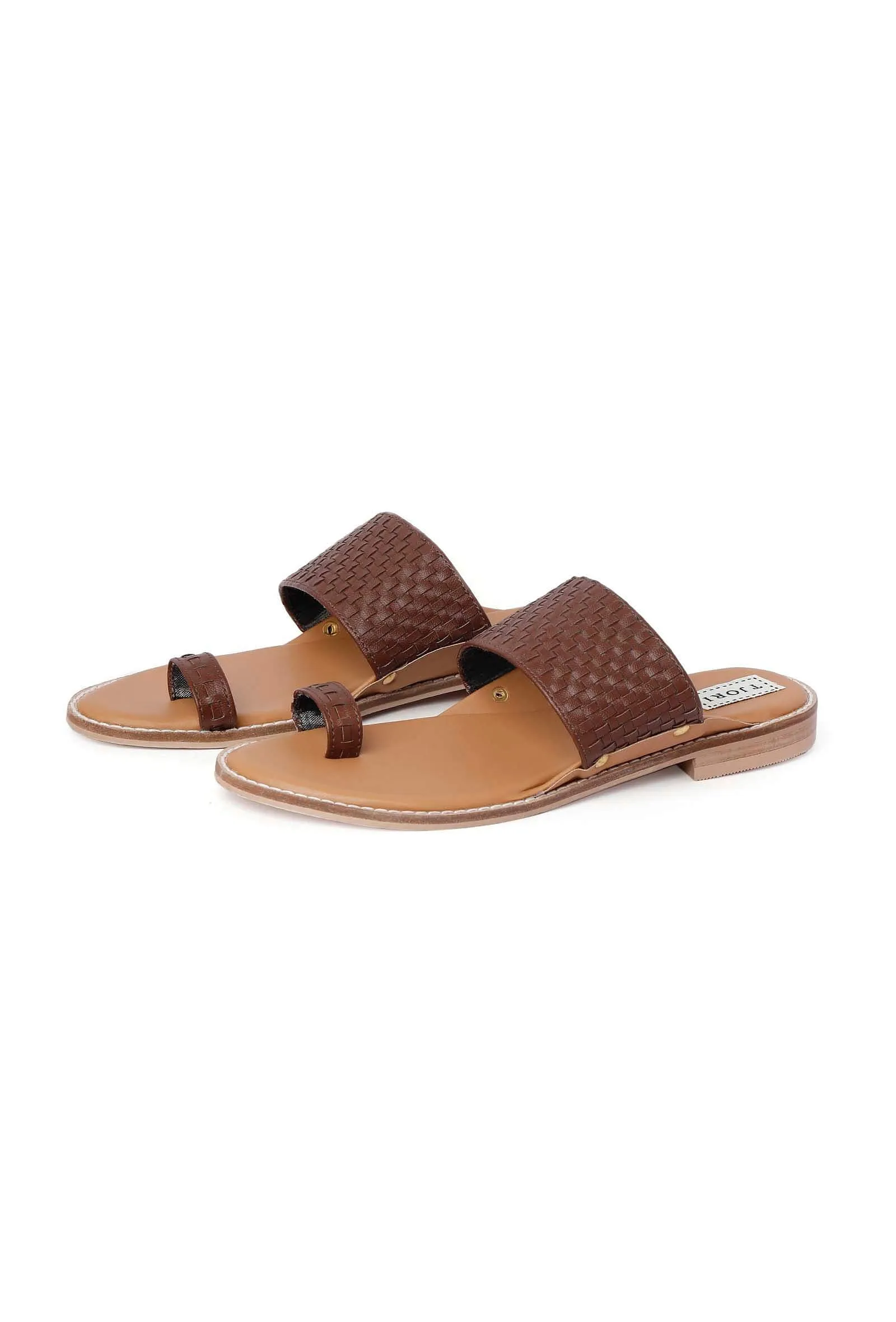 Brown Handwoven Cruelty-Freeleather Kolhapuri Chappal