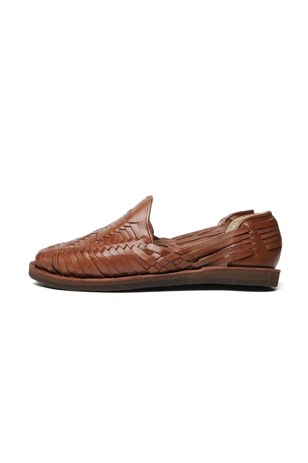 Cancun Leather Huarache | Slip on Vegetable Tanned Sandals | Brown 2