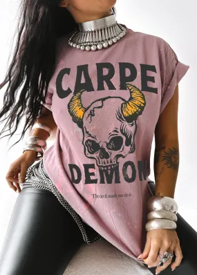 CARPE DEMON BLEACHED OUT SIDE SLIT TEE