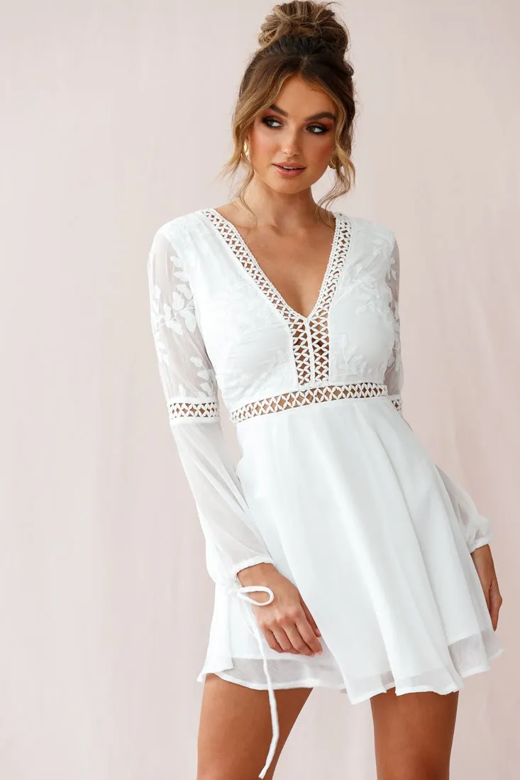 Carson Crochet Bell Sleeve Dress White