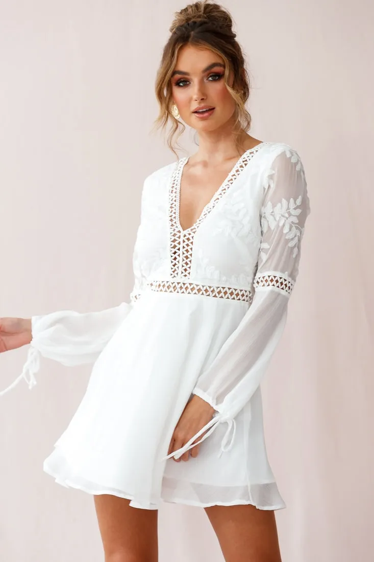 Carson Crochet Bell Sleeve Dress White