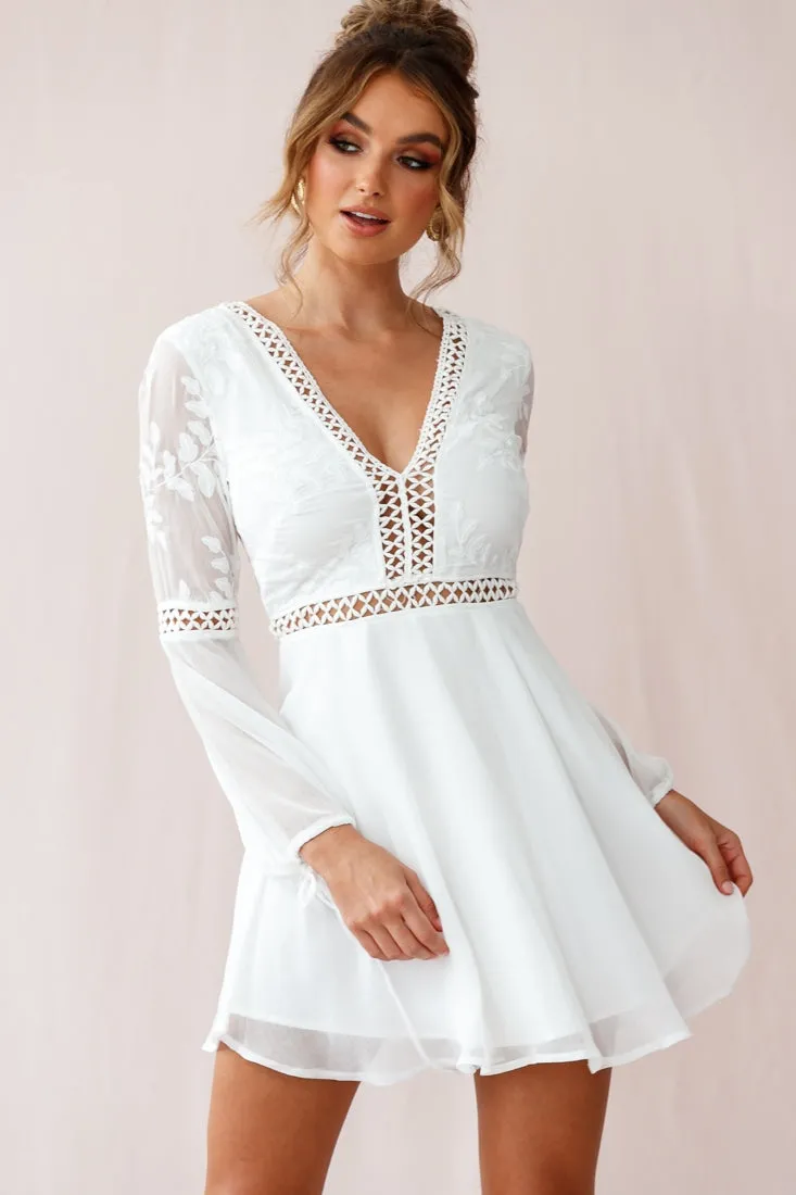 Carson Crochet Bell Sleeve Dress White