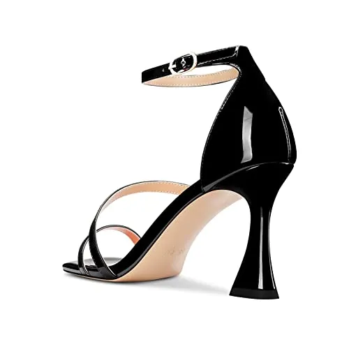 Castamere Women High Heel Open Toe Sandals Ankle Strap Gladiator Wedding Prom Dress 3.3 Inches Heels Black