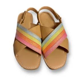 Cat & Jack Youth Girl Size 2 Rainbow Shimmer Leather-Like Flat Sandals