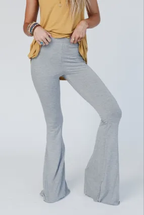 Cher Solid Raw Edge Flare Pant - Heather Gray