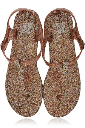 COLORS OF CALIFORNIA GLITTER Bronze T-Bar Sandals