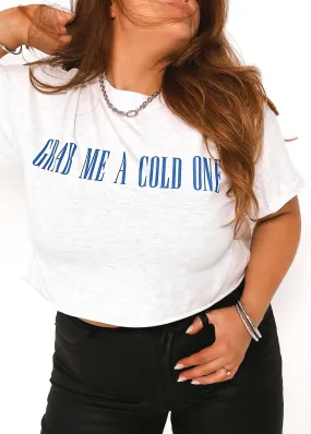 CROPPED GRAB ME A COLD ONE GRAPHIC TEE