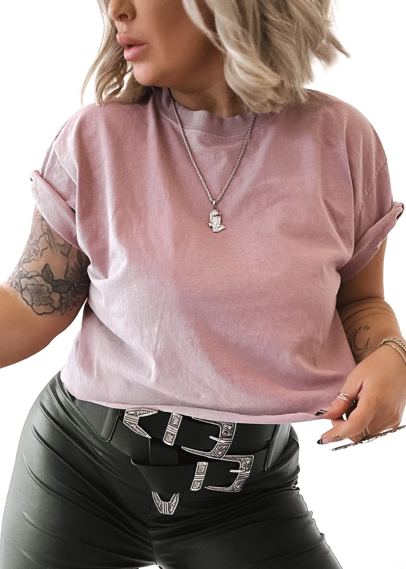 CROPPED PEBBY BASICS LILAC TEE