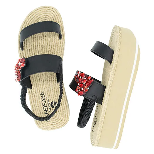 Crystal Red Heart - Waterproof Espadrille Platform