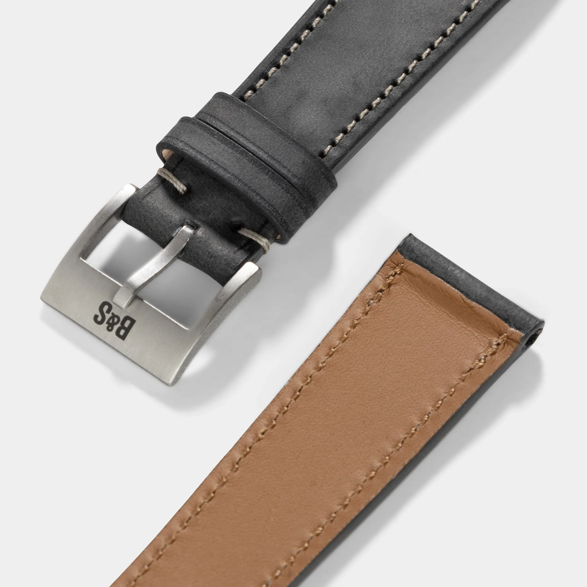 Dark Ash Grey Leather Watch Strap