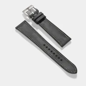 Dark Ash Grey Leather Watch Strap