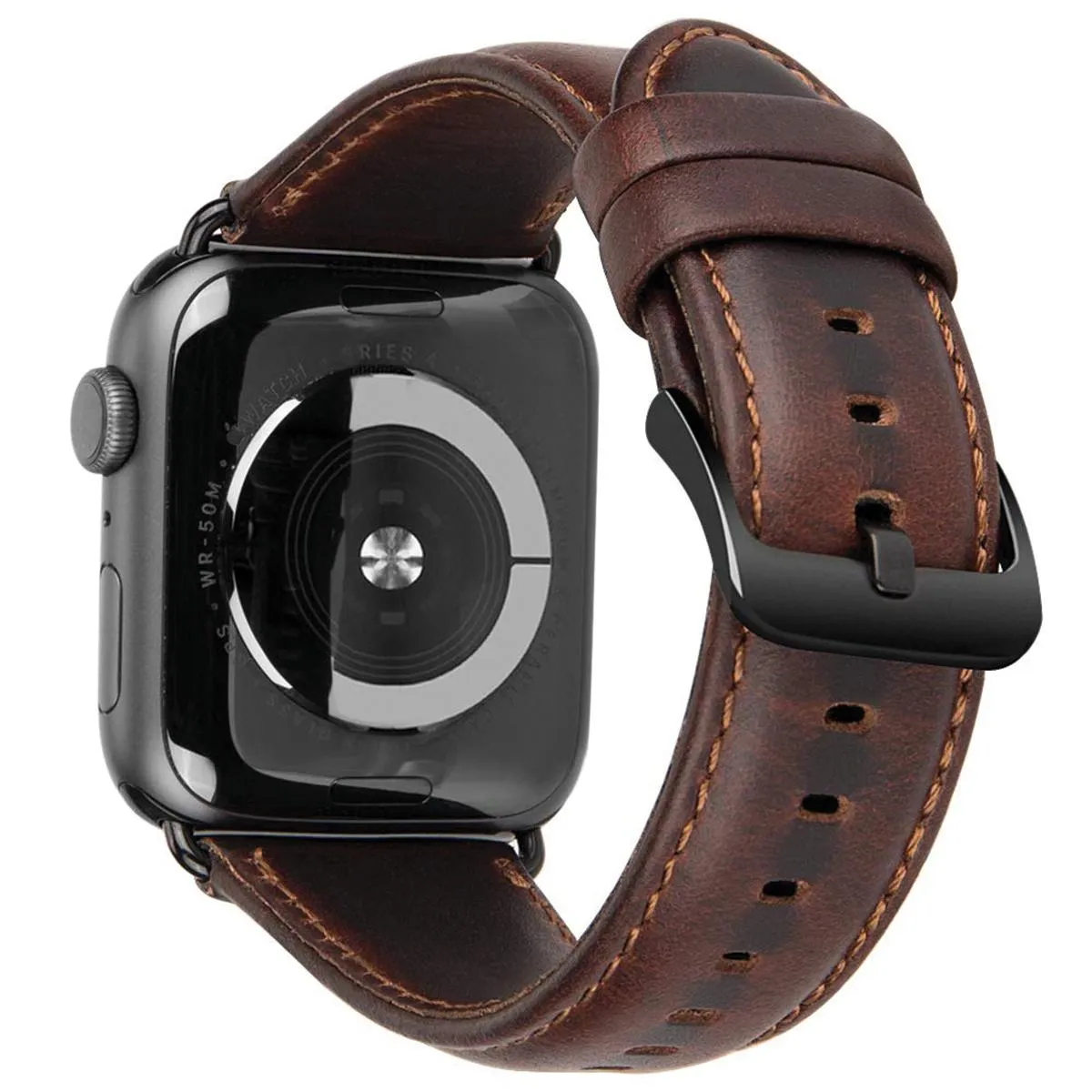 Dark Brown Leather Strap for Apple iWatch (Series 5/4)